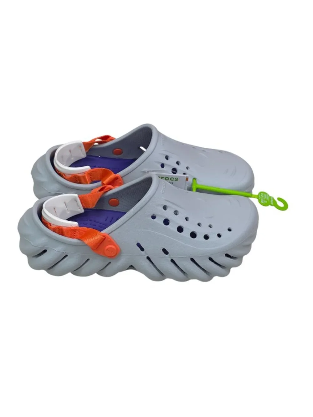 Crocs Echo Clog M8 W10 Gray Orange Strap Purple Insole Lightweight Sandals
